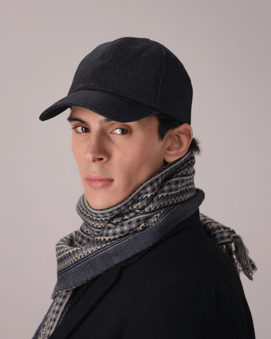 Black denim cap