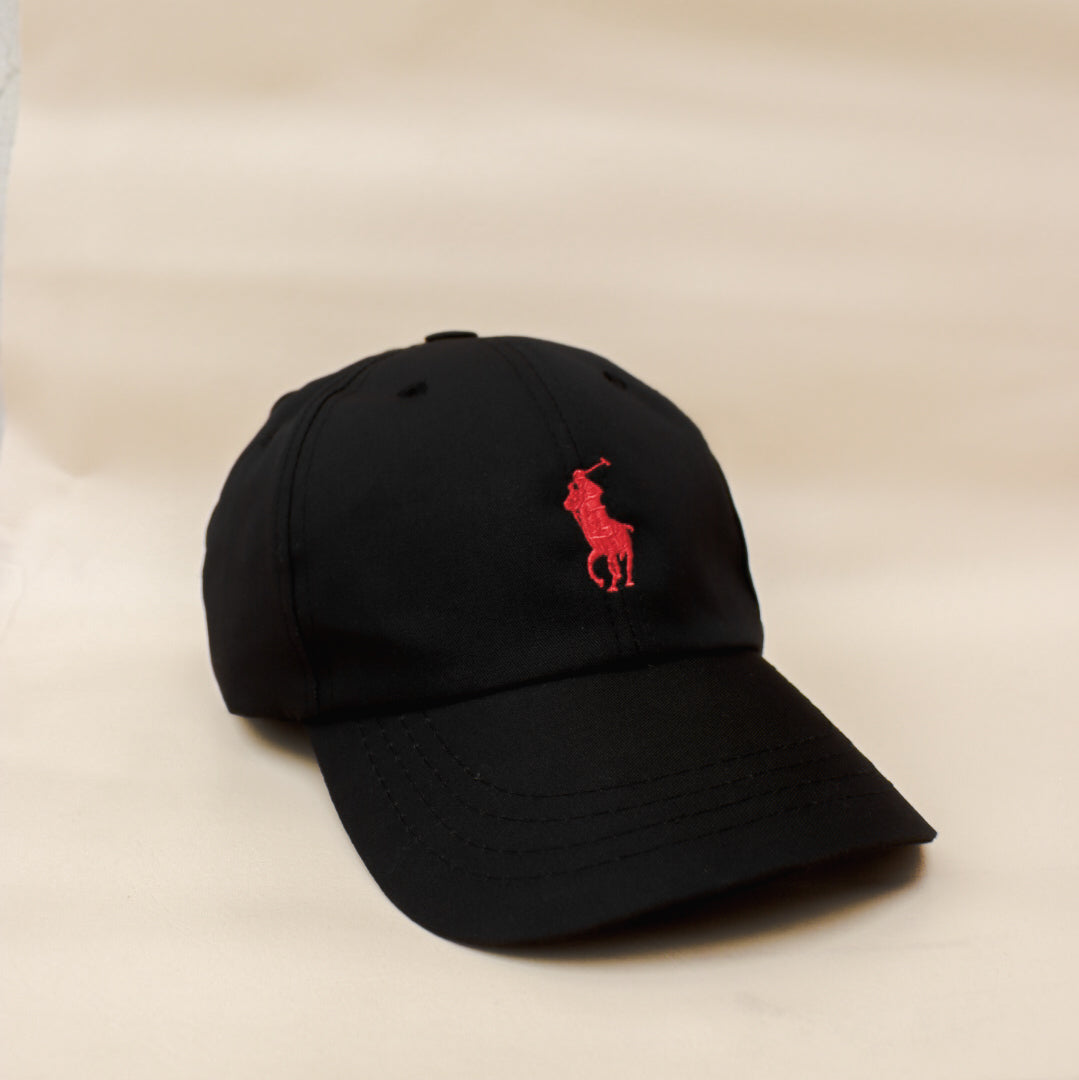 Black polo with red pony