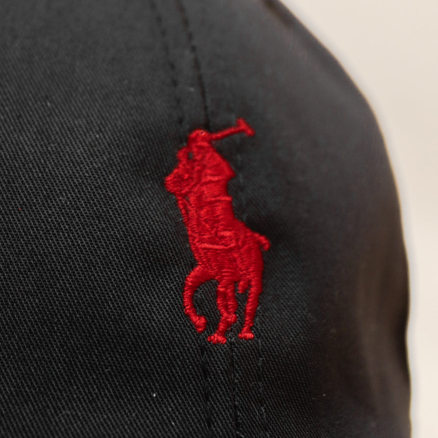 Black polo with red pony