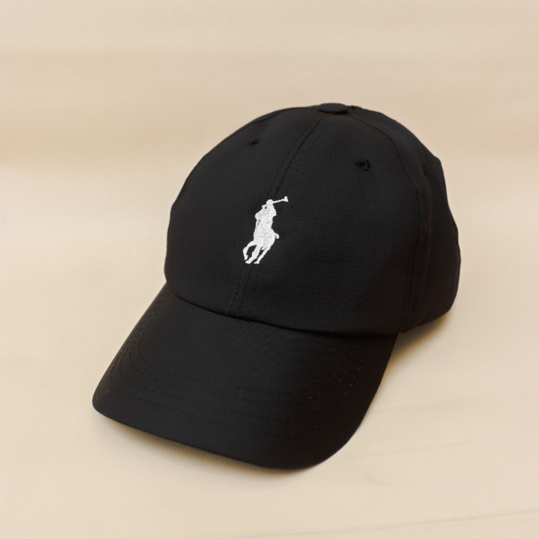 Black polo with white pony