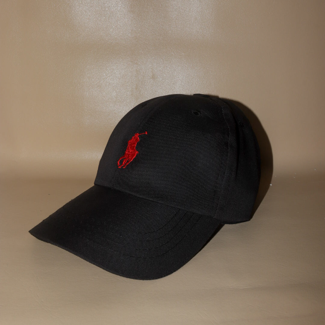 Black polo with red pony