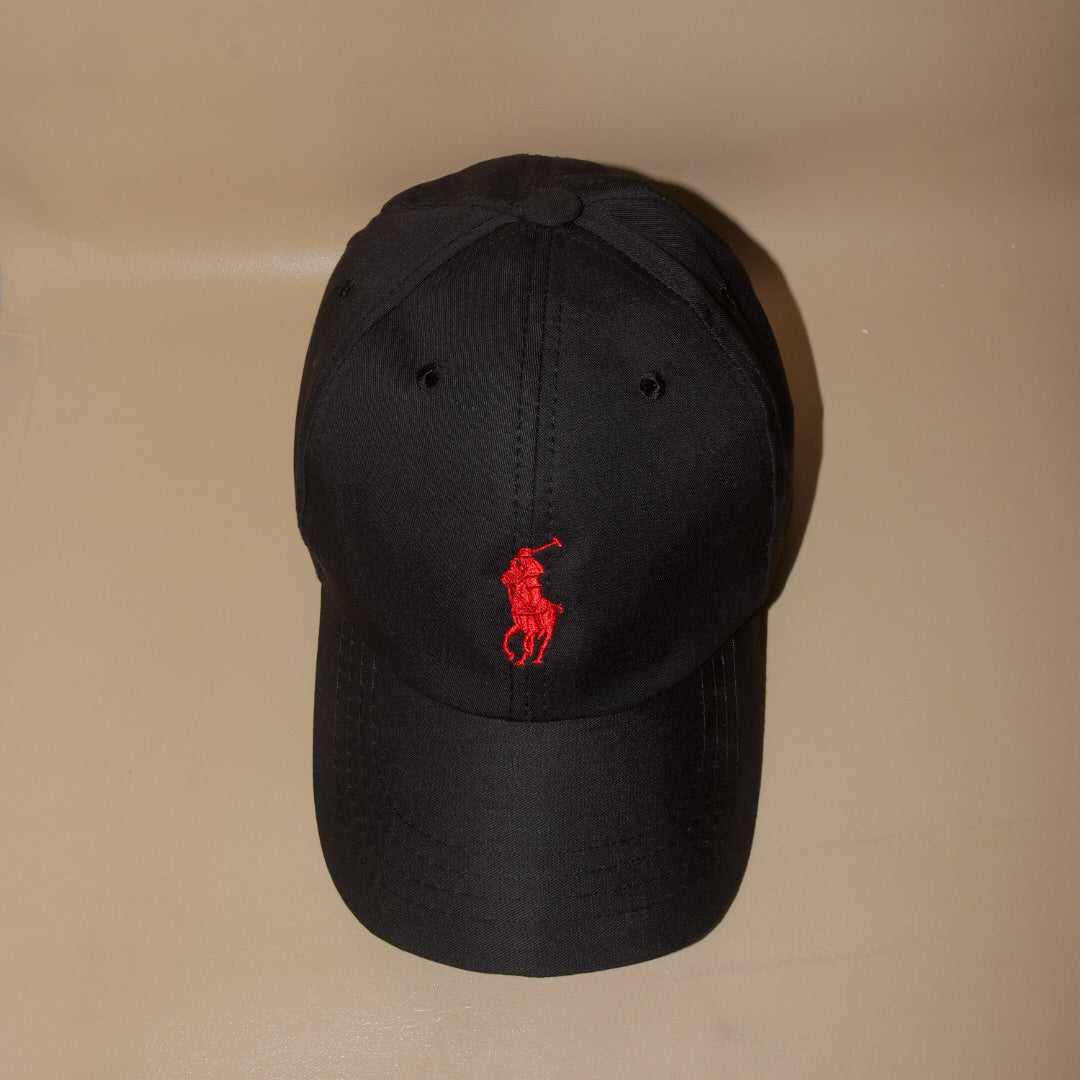 Black polo with red pony
