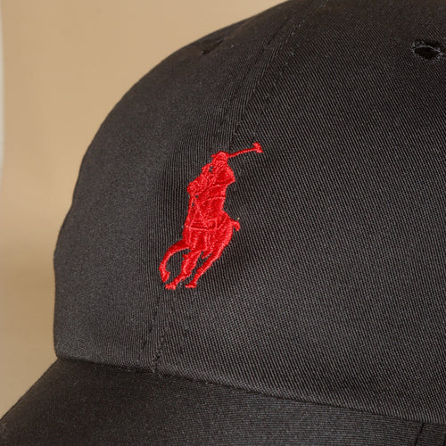 Black polo with red pony